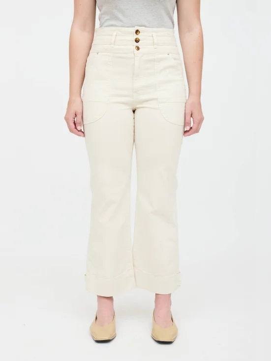 Veronica Beard Marley Convertible Leg High Rise Utility Pant Ecru Sz 29 - Picture 1 of 13